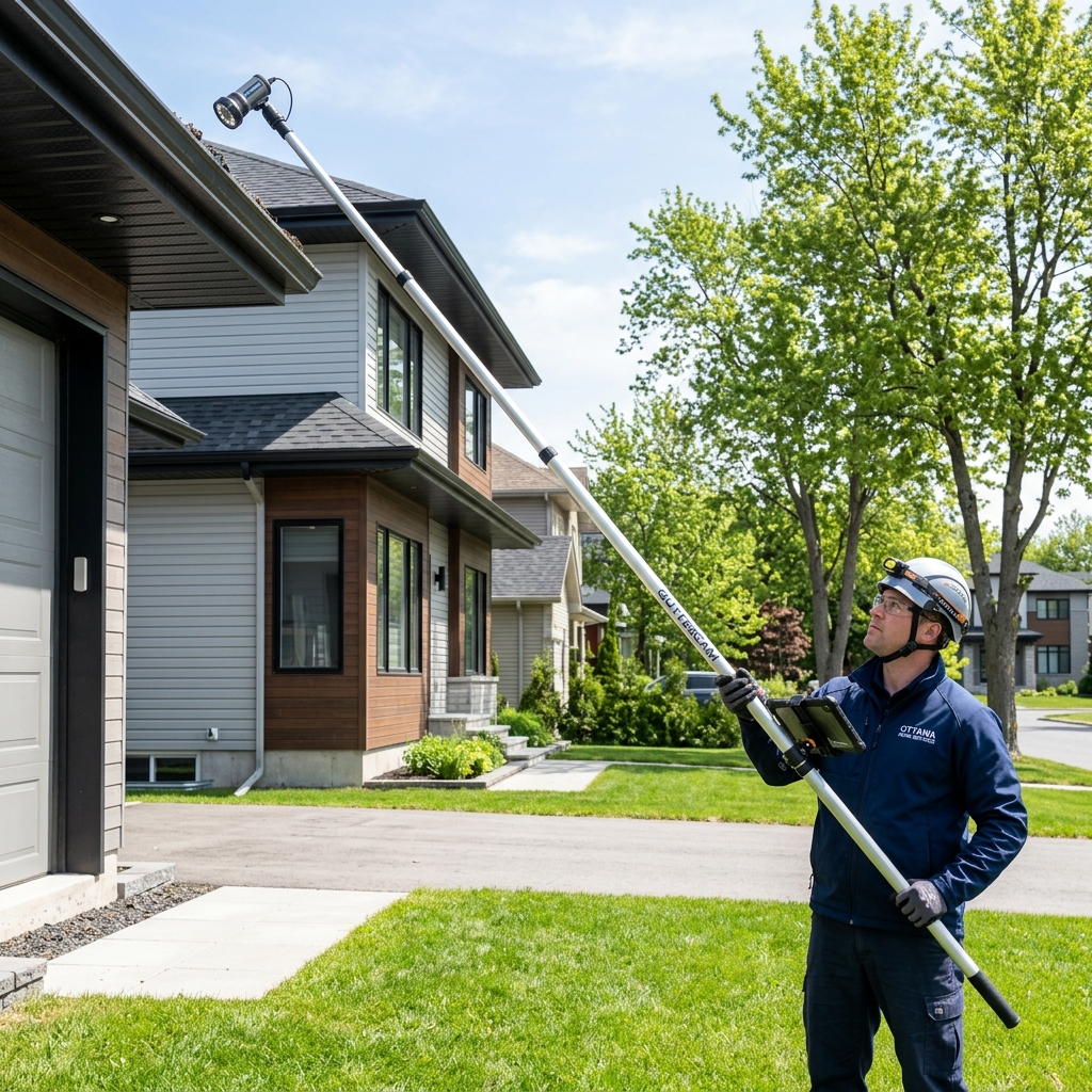 Professional camera pole gutter inspection service in Ottawa